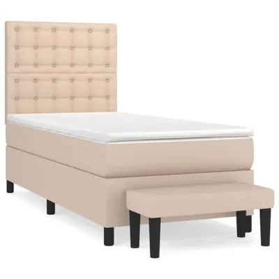 Produktbild von Boxspringbett mit Matratze Cappuccino-Braun 90x200cm Kunstleder