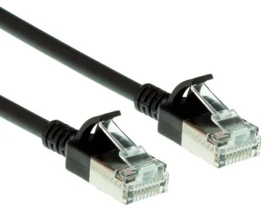 Immagine prodotto di ACT Black 5 metri LSZH U/FTP CAT6A, cavo patch slimline per datacenter senza strappi con connettori RJ45 (DC7905)