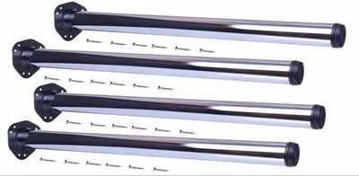 Produktbild von Tischbeine Set-4St. Möbelfuß H1100mm Ø60mm Tischbein Höheverstellbar Schreibtischfüße Silber-Chrom