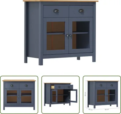 Produktbild von The Living Store Sideboard Hill Grau 90x40x80 cm Massivholz Kiefer