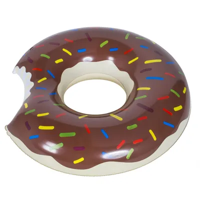 Produktbild von Aufblasbarer Donut Braun mit Schokoglasur - Schwimmreifen für Pool & Strand - Sommer Badeinsel & Schwimmring für Kinder & Erwachsene