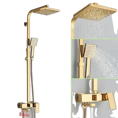 Zdjęcie produktu dla Zestaw prysznicowy, sterowanie jedną ręką, polerowane lub szczotkowane złote wykończenie, nowoczesny design, polerowane złoto A-15cm