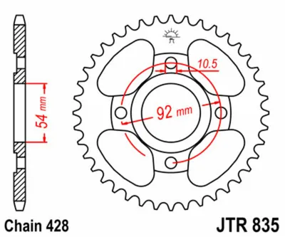 Obrázok produktu pre Reťazové koleso JT 45T 428 JTR835.45