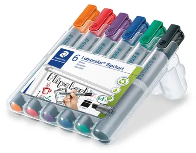 Produktbild von STAEDTLER Lumocolor 356 B Flipchart-Marker mit Keilspitze Box mit 6 Farben