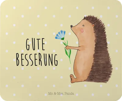 Produktbild von Mr. & Mrs. Panda Mauspad Igel Blumen - Gelb Pastell - Geschenk, computermatte, Krankenhaus, Lustige Sprüche, Mousepad, krank, mousematte, laptop, Genesungswünsche, Besuch