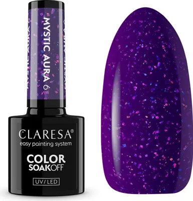 Obrázek produktu pro Claresa Hybridní Lak Uv Mystic Aura 6 Dark Purple Iridescent Speckle