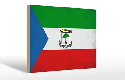 Produktbild von Holzschild Flagge Äquatorialguinea 30x20cm Flag Vintage
