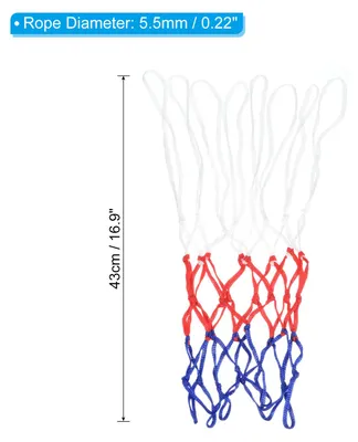 Produktbild von 8 Schleifen 12" Durchm. Mini Basketballnetz Ersatz 6 Pack PP Basketball Reifen Netz Kante Netze Stabil fš¹r Innen Drau?en Wei? Rot Blau