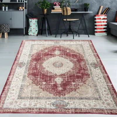Produktbild von Klassisch orientalischer Teppich in rot creme Größe - 80 x 150 cm