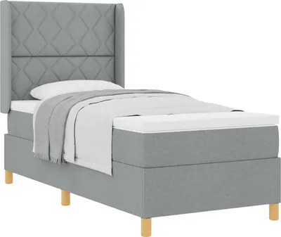 Produktbild von Boxspringbett mit Matratze Hellgrau 100 x 200 cm Stoff