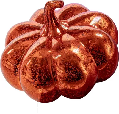 Produktbild von Deko-Kürbis mit 15 Lichter beleuchtet, aus robustem Kunststoff in Glas-Optik gefertigt, batteriebetrieben, Timer, ca. 17 x 16,5 cm