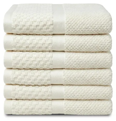 Produktbild von PHLOX Handtücher Set - Popcorn Soft Kollektion - 50x90 cm - 6 Teilig - 100% Baumwolle - 500 g/m² - Weich - Saugfähig -   Green  - Creme