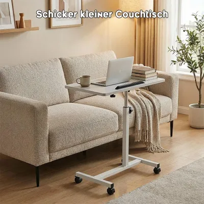 Produktbild von Laptoptisch Notebooktisch Beistelltisch Kaffeetisch Sofatisch Höhenverstellbar Holz 50x33x(59-94)cm