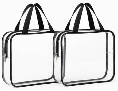 Image de Trousse de toilette transparente, étanche, lot de 2, grande taille, idéale pour les voyages