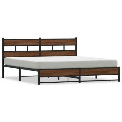Produktbild von Metallbett ohne Matratze Braun Eichen-Optik 193x203 cm