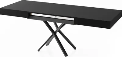 Produktbild von Couchtisch Höhenverstellbar und Ausziehbar Cavetta X - Wohnzimmertisch Esstisch Multifunktionstisch 120-200/80/27-76 cm Schwarz