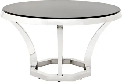 Produktbild von Casa Padrino Luxus Edelstahl Esstisch mit schwarzem Glas 130 x H. 75 cm - Designer Tisch