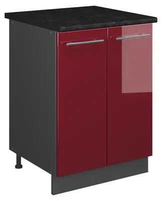 Image de Meuble bas sous-évier Vicco Fame-Line Rouge bordeaux Haute brillance/Anthracite 60cm, Model 65253