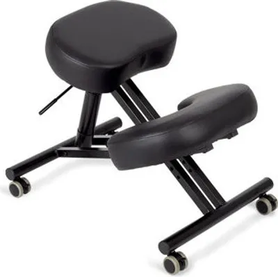Produktbild von Habys Kniestuhl mit Rollen, Korrekturstuhl, Bürostuhl Computerstuhl, Orthopädischer, Sitzhocker, Kniehockerm, Höhenverstellbar, Metall, Schwarz