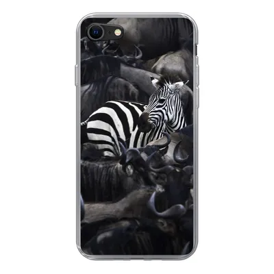 Produktbild von MuchoWow® Handyhülle Schutzhülle Hülle für iPhone 8 Zebra - Büffel - Braun Silikon Softcase Handy Hülle - Schutzhaube