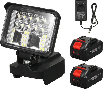 Zdjęcie produktu dla 3-calowa lampa robocza LED na baterie litowe 21 V, super jasne oświetlenie zewnętrzne, światło obrotowe 120 stopni, przenośna latarka ręczna na kemping, wędrówki, sytuacje awaryjne