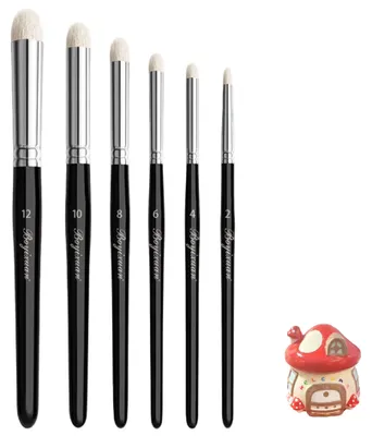 Trockenpinsel-Set, 6-teilig, Wollpinsel, Holzgriff, für Acryl & Öl