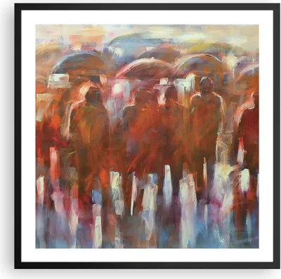 Produktbild von Gerahmtes Poster - Schwarzer Rahmen - Regenschirme Menschen Handwerk - 60x60 cm - Wand Bild - Wanddeko - Wandbilder - Wandposter - Bilderrahmen - Bilder - Kunstdruck - Wandbild - P2BAC60x60-4260