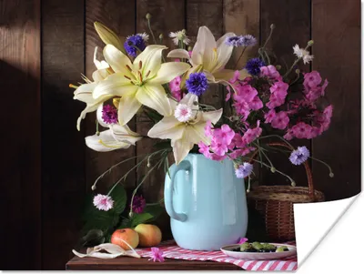 Produktbild von MuchoWow® Poster Korb - Blumen - Sommer 80x60 cm - Kunst für zu Hause