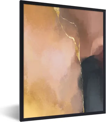 Produktbild von MuchoWow® Gerahmtes Poster Abstrakt - Malerei - Pastell 60x80 cm - Poster mit Schwarzem Bilderrahmen Wandposter Rahmen Foto Bilder - Premium - Wanddeko Wohnzimmer
