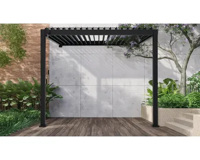Produktbild von Mirador Pergola mit Lamellendach 4x3 Gestell RAL 7015 schiefergrau (Wandbefestigung)