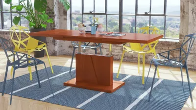Produktbild von Grand Noir Couchtisch ausziehbar höhenverstellbar 120-180cm in Kirschbaum modern vielseitig Wohnzimmertisch Esstisch Beistelltisch Sofatisch platzsparend hochwertig Wohnzimmer