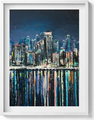Produktbild von Land der Blumen - Fantasy-Küstenstadt– Wandbild mit Rahmen – Gerahmtes Bild  – Wanddekoration – 60x80 cm –  Weiß Rahmen