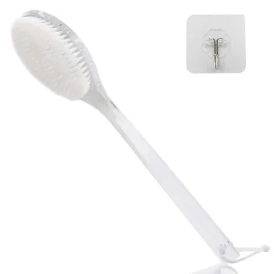Produktbild von Rückenbürste mit langem Kunststoffgriff, Trockenbürste für den Körper, lange Duschbürste aus Kunststoff für Rücken und Körper, Peeling-Duschbürste für Rücken und Massage