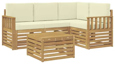 Immagine prodotto di Set divano da esterno vidaXL, 5 pezzi, bianco e crema, 59 x 59 x 37 cm