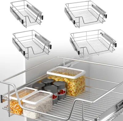 Produktbild von YARDIN Teleskopická kuchynská zásuvka 4x 40 cm Kuchynská skrinka Kôš Pull-Out Skrinka Pull-Out Skrinky do spálne Kôš Pull-Out Zásuvka