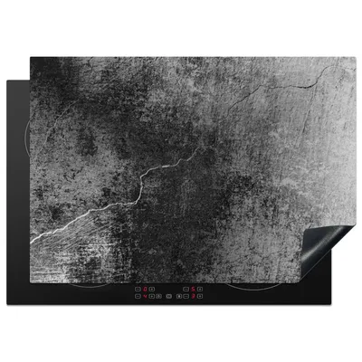 Produktbild von KitchenYeah© Herdabdeckplatte Wand mit einem Riss - schwarz und weiß , 75x52cm, Küche Deko, Glaskeramikkochfeld Herdabdeckung, Abdeckplatte fùr Kochfeld