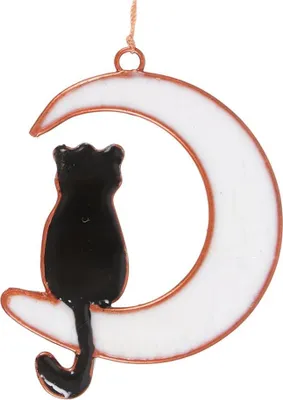 Obrázok produktu pre Niečo iné - Lapač slnka "Cat Sitting On", polmesiac SD6503 (jedna veľkosť) (biela/čierna)