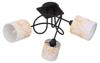 Produktbild von Deckenlampe, Metall, Textil, Gold, 3 Flammig, E14, D 46 cm