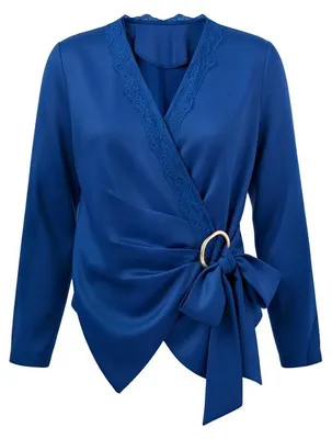 Produktbild von Elegante Langarm-Bluse in Wickeloptik mit Zierschnalle
