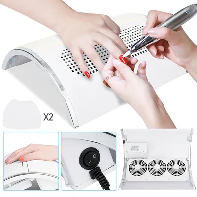 Produktbild von Yakimz Nagelstaubsauger Professionelle Staubabsaugung Nagelstudio mit 3 Lüfter und 2 Staub Taschen für Acrylnägel Staubentfernung für Persönlich und Nagelstudio Verwenden,Weiß