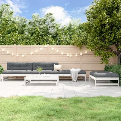 Produktbild von 5-tlg. Garten-Lounge-Set Weiß Massivholz Kiefer