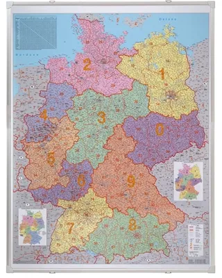 Produktbild von FRANKEN Postleitzahlentafel Maße: 98 x 138 cm (B x H) Postleitzahlenkarte Deutschland Zahlenverhältnis der Größen: 1:760.000