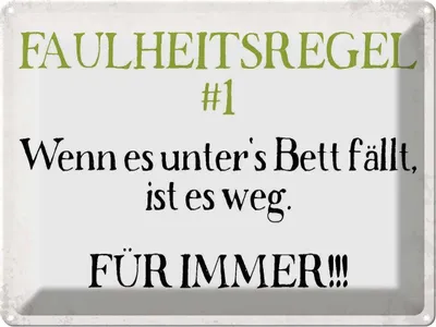 Produktbild von vianmo Blechschild 30x40 cm Faulheitsregel 1 Retro Spruch Zitat