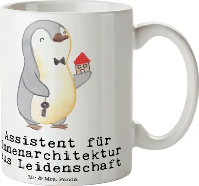 Produktbild von Mr. & Mrs. Panda Becher Assistent für Innenarchitektur Leidenschaft - Weiß - Geschenk, Tasse, Kaffeebecher, Teetasse, Kaffeetasse, Pott, Henkelpott