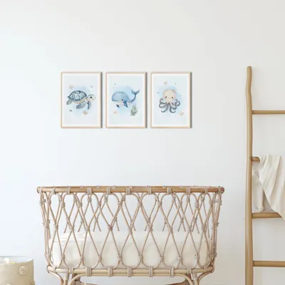 Produktbild von MeinBaby123® Kinderzimmerposter | 3er Set A4 | Unterwasserwelt