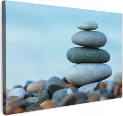 Produktbild von MuchoWow® - Leinwandbilder - Steine - Landschaft - Meer - Zen, Wandbild, Wanddeko Bilder Wohnzimmer, 60x40 cm