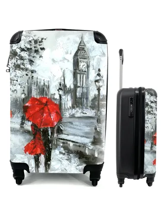 Produktbild von MuchoWow® Koffer Handgepäck Trolley Rollkoffer Kleine Reisekoffer mit 4 Rollen - Gemälde - Regenschirm - Öl - Cabin Size < 55x40x23 cm & 55x40x20 cm - Fotokoffer - Kabinenkoffer - Boardgepäck - Reise-Box - Reisekoffer - Reisegepäck - Koffer mit Bild - Trolley für Kinder