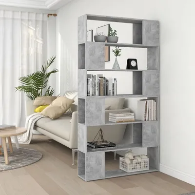 Produktbild von vidaXL Bücherregal Raumteiler Betongrau 100x24x188 cm - Bücherregal - Bücherregale - Raumteiler - Bücherschrank