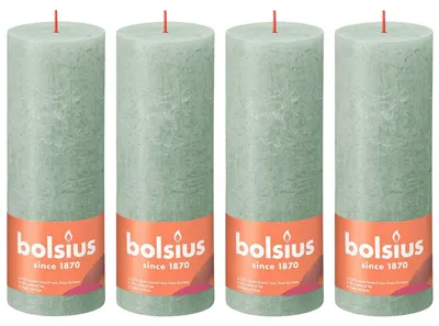 Immagine prodotto di set di 4 candele a colonna - Altezza 19 cm - Diametro 6,8 cm - Rustico - Verde giada