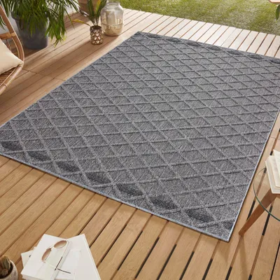Produktbild von Outdoor Teppich Teppiche im skandinavischen Stil Küche  Balkon  Terrasse  Garten  Picknick , Größe : 200 cm x 290 cm , Farbe : Grau-3